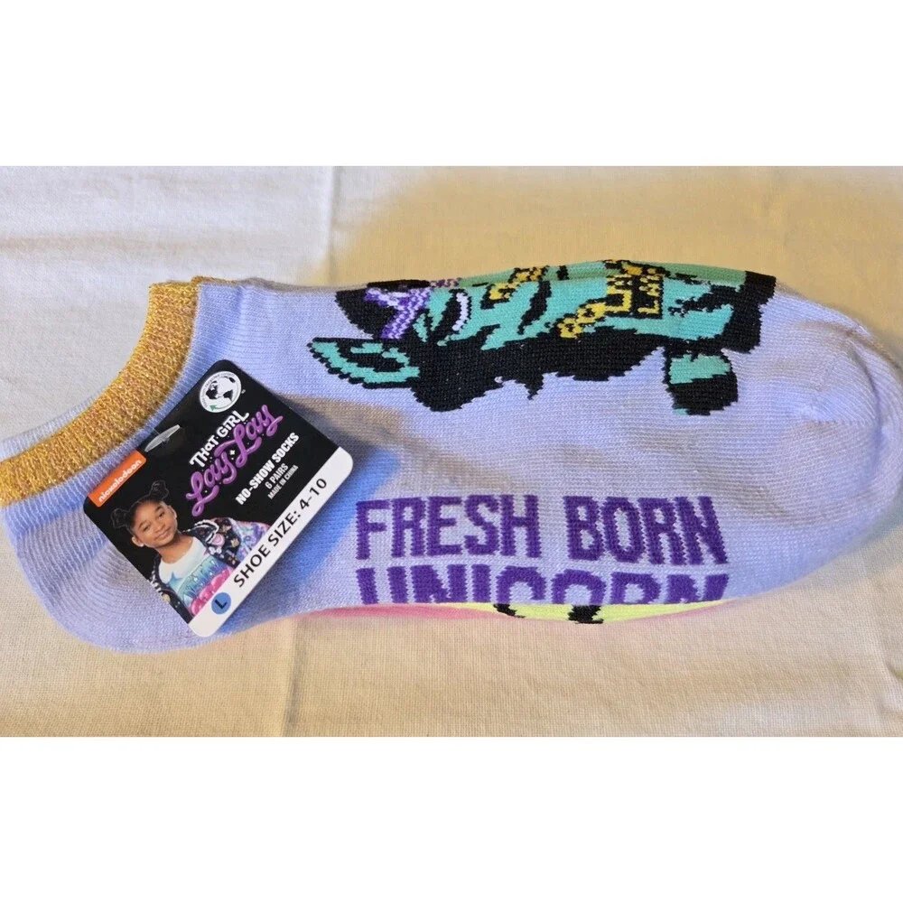 Six Pairs Of Girls Socks. That Girl Lay Lay. Nickelodeon.Shoe Size 10 1/2 -4 ￼￼